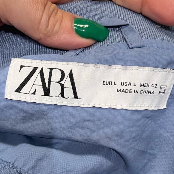 Zara Man Light Blue Lightweight Jacket Sz Large - Picture 5 of 9